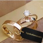KIT PAR DE ALIANÇAS DE MOEDA ANTIGA PARA CASAMENTO E NOIVADO MAIS ANEL SOLITÁRIO...