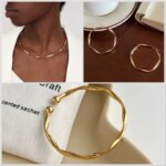 Conjunto de Joias Banhadas a Ouro e Prata - Colar, Pulseira e Brincos de Argola ...