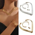 Kit 3 Feminino Linhas Texturizadas Colar Brincos Pulseira Banhada a Prata 925 ou...