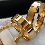Par De Alianças Chanfrada 10 Gramas 6Mm Com Revestimento Duplo Ouro18K...
